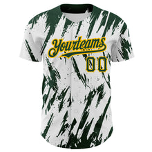 Load image into Gallery viewer, Custom White Green-Gold 3D Pattern Design Abstract Sharp Shape Authentic Baseball Jersey