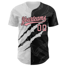 Load image into Gallery viewer, Custom Graffiti Pattern Medium Pink-Black 3D Scratch Authentic Baseball Jersey