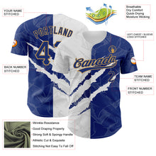 Load image into Gallery viewer, Custom Graffiti Pattern Royal-Old Gold 3D Scratch Authentic Baseball Jersey