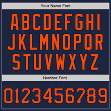 Load image into Gallery viewer, Custom Graffiti Pattern Orange-Navy 3D Scratch Authentic Baseball Jersey