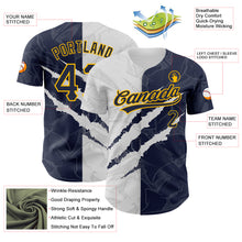 Load image into Gallery viewer, Custom Graffiti Pattern Navy-Gold 3D Scratch Authentic Baseball Jersey