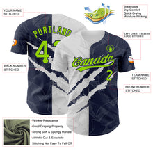 Load image into Gallery viewer, Custom Graffiti Pattern Neon Green-Navy 3D Scratch Authentic Baseball Jersey