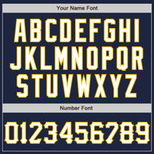 Load image into Gallery viewer, Custom Graffiti Pattern Navy Light Blue-Gold 3D Scratch Authentic Baseball Jersey