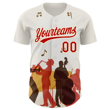Load image into Gallery viewer, Custom White Red-Cream 3D Pattern Design International Jazz Day Authentic Baseball Jersey