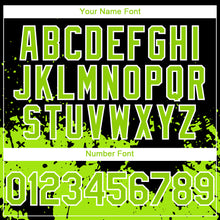 Load image into Gallery viewer, Custom Black Neon Green-White 3D Pattern Design Abstract Splash Grunge Art Authentic Baseball Jersey