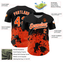 Load image into Gallery viewer, Custom Black Orange-White 3D Pattern Design Abstract Splash Grunge Art Authentic Baseball Jersey