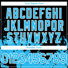 Load image into Gallery viewer, Custom Black Sky Blue-White 3D Pattern Design Abstract Splash Grunge Art Authentic Baseball Jersey