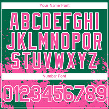 Load image into Gallery viewer, Custom Kelly Green Pink-White 3D Pattern Design Abstract Splash Grunge Art Authentic Baseball Jersey