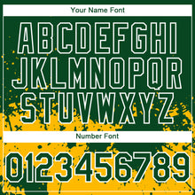Load image into Gallery viewer, Custom Green Gold-White 3D Pattern Design Abstract Splash Grunge Art Authentic Baseball Jersey