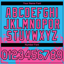 Load image into Gallery viewer, Custom Sky Blue Pink-Black 3D Pattern Design Abstract Splash Grunge Art Authentic Baseball Jersey