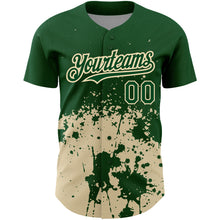 Load image into Gallery viewer, Custom Green City Cream 3D Pattern Design Abstract Splash Grunge Art Authentic Baseball Jersey