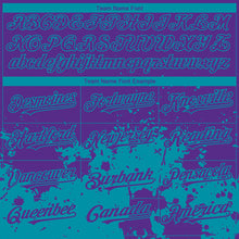 Load image into Gallery viewer, Custom Purple Teal 3D Pattern Design Abstract Splash Grunge Art Authentic Baseball Jersey