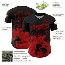 Load image into Gallery viewer, Custom Black Red 3D Pattern Design Abstract Splash Grunge Art Authentic Baseball Jersey