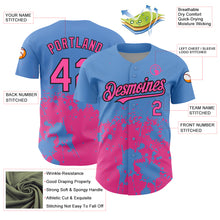 Load image into Gallery viewer, Custom Light Blue Pink-Black 3D Pattern Design Abstract Splash Grunge Art Authentic Baseball Jersey