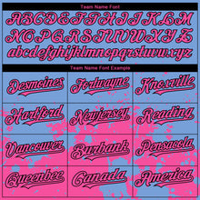 Load image into Gallery viewer, Custom Light Blue Pink-Black 3D Pattern Design Abstract Splash Grunge Art Authentic Baseball Jersey