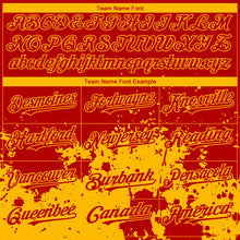 Load image into Gallery viewer, Custom Red Gold 3D Pattern Design Abstract Splash Grunge Art Authentic Baseball Jersey