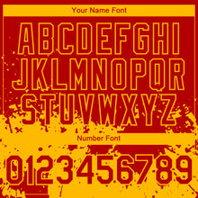 Load image into Gallery viewer, Custom Red Gold 3D Pattern Design Abstract Splash Grunge Art Authentic Baseball Jersey