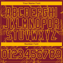 Load image into Gallery viewer, Custom Crimson Gold 3D Pattern Design Ship Frigate With Seagulls Authentic Baseball Jersey