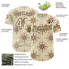 Load image into Gallery viewer, Custom Cream Brown 3D Pattern Design Navigation Compass Authentic Baseball Jersey