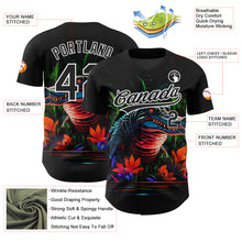 Load image into Gallery viewer, Custom Black White 3D Pattern Design Neon Crocodile Authentic Baseball Jersey