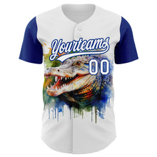 Load image into Gallery viewer, Custom White Royal 3D Pattern Design Crocodile Authentic Baseball Jersey