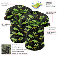 Load image into Gallery viewer, Custom Black Aurora Green 3D Pattern Design Crocodile And Tropical Hawaii Palm Trees Authentic Baseball Jersey