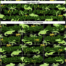 Load image into Gallery viewer, Custom Black Aurora Green 3D Pattern Design Crocodile And Tropical Hawaii Palm Trees Authentic Baseball Jersey