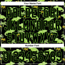 Load image into Gallery viewer, Custom Black Aurora Green 3D Pattern Design Crocodile And Tropical Hawaii Palm Trees Authentic Baseball Jersey