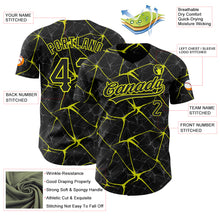 Load image into Gallery viewer, Custom Black Neon Yellow 3D Pattern Design Abstract Network Authentic Baseball Jersey