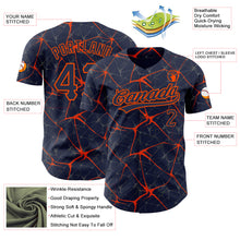 Load image into Gallery viewer, Custom Navy Orange 3D Pattern Design Abstract Network Authentic Baseball Jersey
