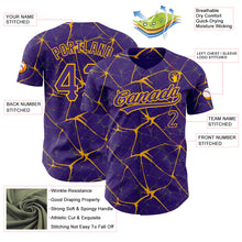 Load image into Gallery viewer, Custom Purple Gold 3D Pattern Design Abstract Network Authentic Baseball Jersey