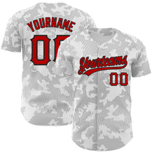 Load image into Gallery viewer, Custom White Red-Black 3D Pattern Design Curve Lines Authentic Baseball Jersey