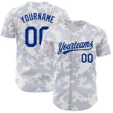 Load image into Gallery viewer, Custom White Royal 3D Pattern Design Curve Lines Authentic Baseball Jersey