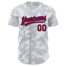 Load image into Gallery viewer, Custom White Red-Royal 3D Pattern Design Curve Lines Authentic Baseball Jersey