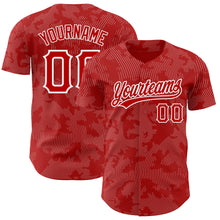 Load image into Gallery viewer, Custom Red White 3D Pattern Design Curve Lines Authentic Baseball Jersey