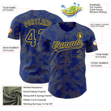Load image into Gallery viewer, Custom Royal Yellow 3D Pattern Design Curve Lines Authentic Baseball Jersey