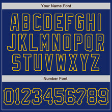 Load image into Gallery viewer, Custom Royal Yellow 3D Pattern Design Curve Lines Authentic Baseball Jersey