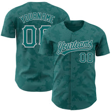Load image into Gallery viewer, Custom Teal Gray 3D Pattern Design Curve Lines Authentic Baseball Jersey