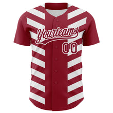 Load image into Gallery viewer, Custom Crimson White 3D Pattern Design Side Stripes Authentic Baseball Jersey