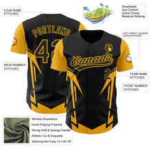 Load image into Gallery viewer, Custom Black Gold 3D Pattern Design Side Sharp Edges Authentic Baseball Jersey
