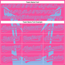 Load image into Gallery viewer, Custom Pink Light Blue 3D Pattern Design Side Sharp Edges Authentic Baseball Jersey