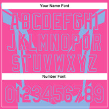 Load image into Gallery viewer, Custom Pink Light Blue 3D Pattern Design Side Sharp Edges Authentic Baseball Jersey