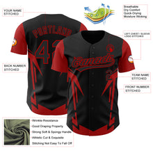Load image into Gallery viewer, Custom Black Red 3D Pattern Design Side Sharp Edges Authentic Baseball Jersey