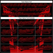 Load image into Gallery viewer, Custom Black Red 3D Pattern Design Side Sharp Edges Authentic Baseball Jersey