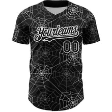 Load image into Gallery viewer, Custom Black White 3D Pattern Design Spider Web Authentic Baseball Jersey