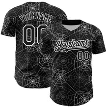 Load image into Gallery viewer, Custom Black White 3D Pattern Design Spider Web Authentic Baseball Jersey