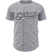 Load image into Gallery viewer, Custom Gray White-Black 3D Pattern Design Arabesque Shape Authentic Baseball Jersey