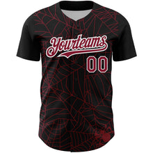 Load image into Gallery viewer, Custom Black Crimson-White 3D Pattern Design Spider Web Authentic Baseball Jersey