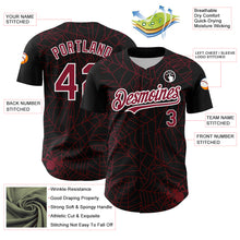 Load image into Gallery viewer, Custom Black Crimson-White 3D Pattern Design Spider Web Authentic Baseball Jersey