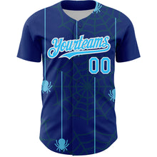 Load image into Gallery viewer, Custom Royal Sky Blue-White 3D Pattern Design Spider Web Authentic Baseball Jersey